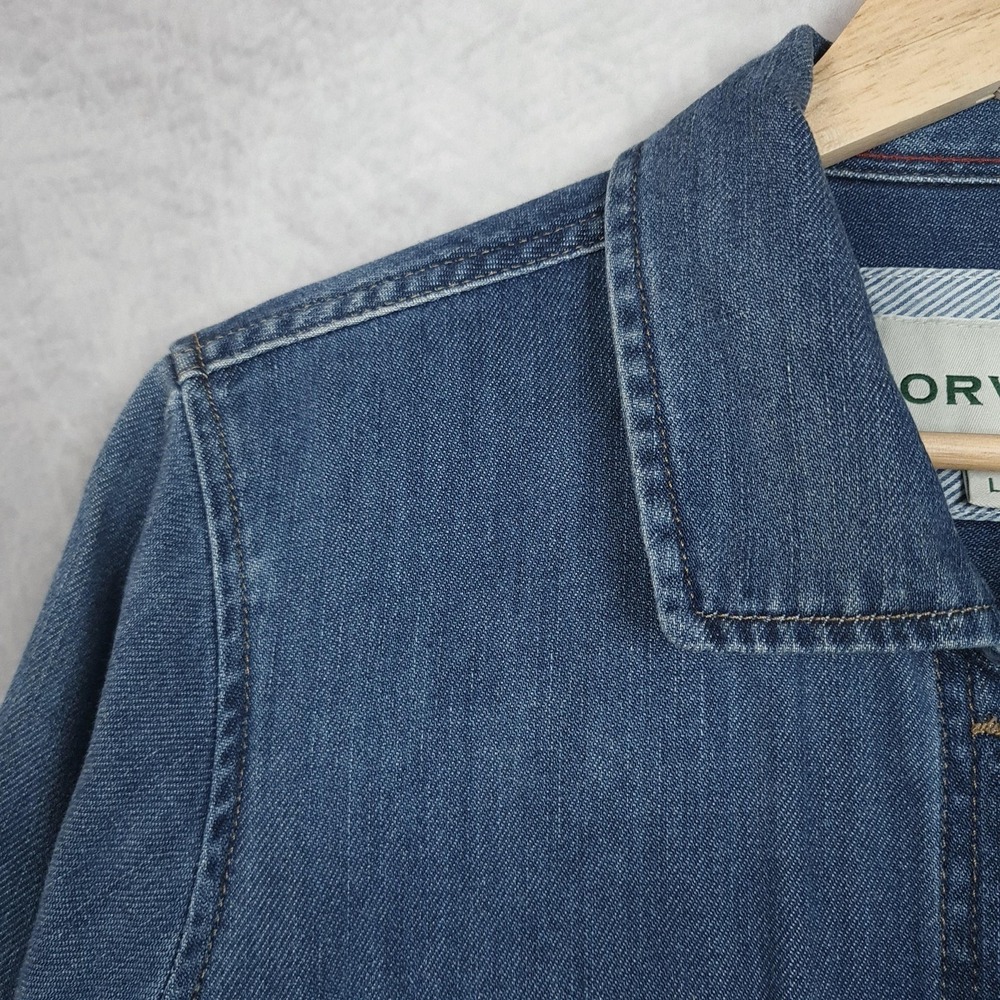 Orvis Field Shirt Jacket Womens Large Blue Denim Chore Military Utility Workwear - Picture 3 of 16